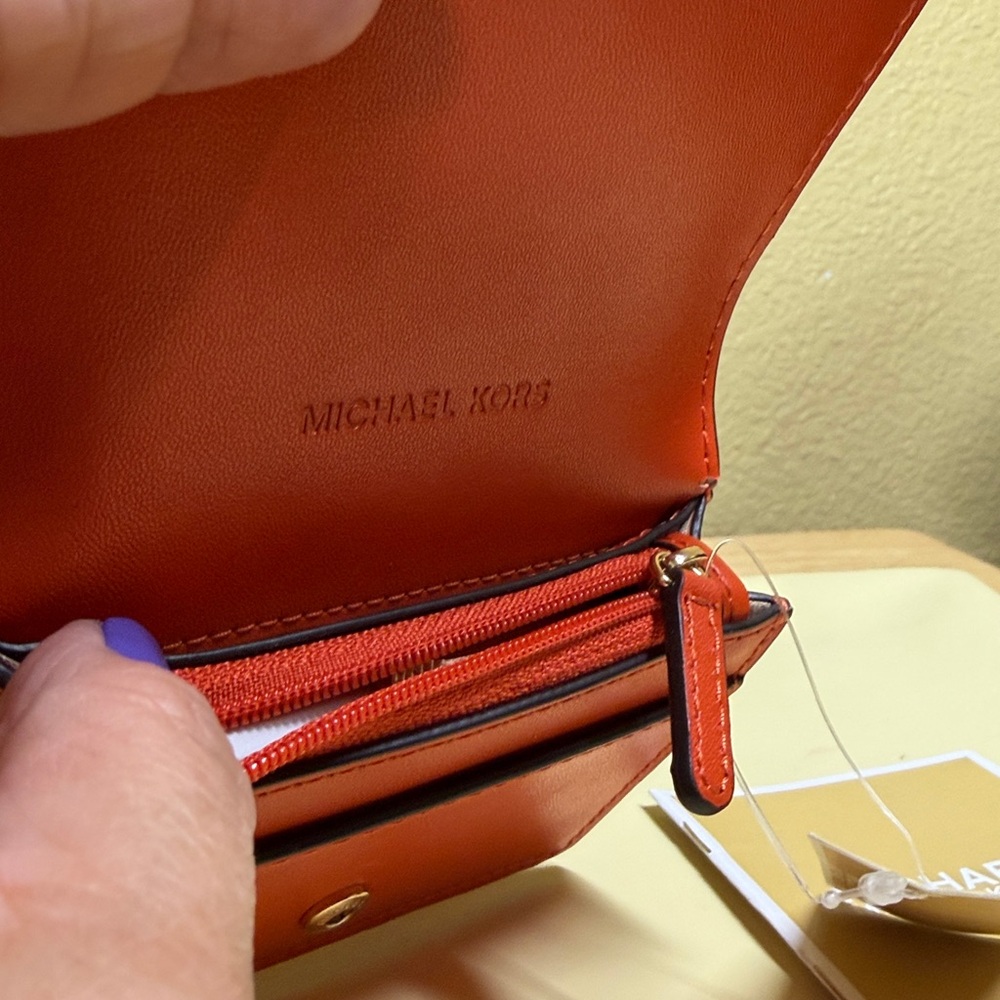 Michael Kors Orange Compact Wallet - Picture 4 of 6